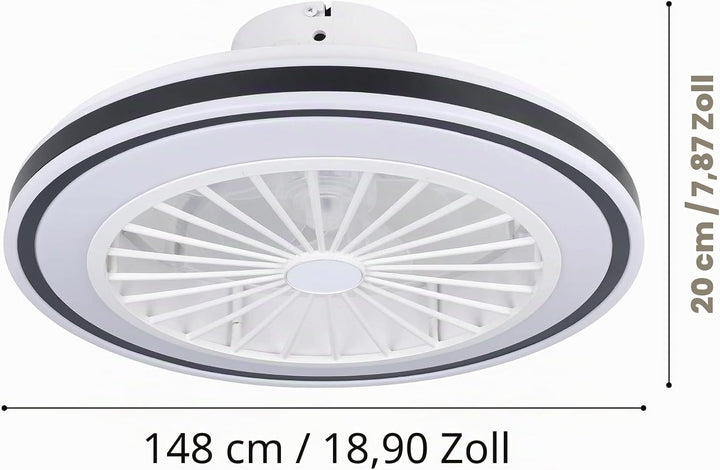 EGLO Deckenventilator mit LED Beleuchtung Almeria, Ventilator Decke dimmbar mit Fernbedienung, Timer