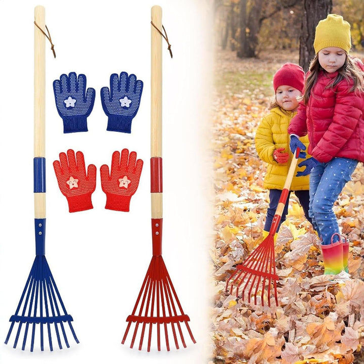 Kinder Gartenrechen – 2 Packs Kinderrechen, Kleine Harke, Garten Laubrechen Sets mit abnehmbarem Hol