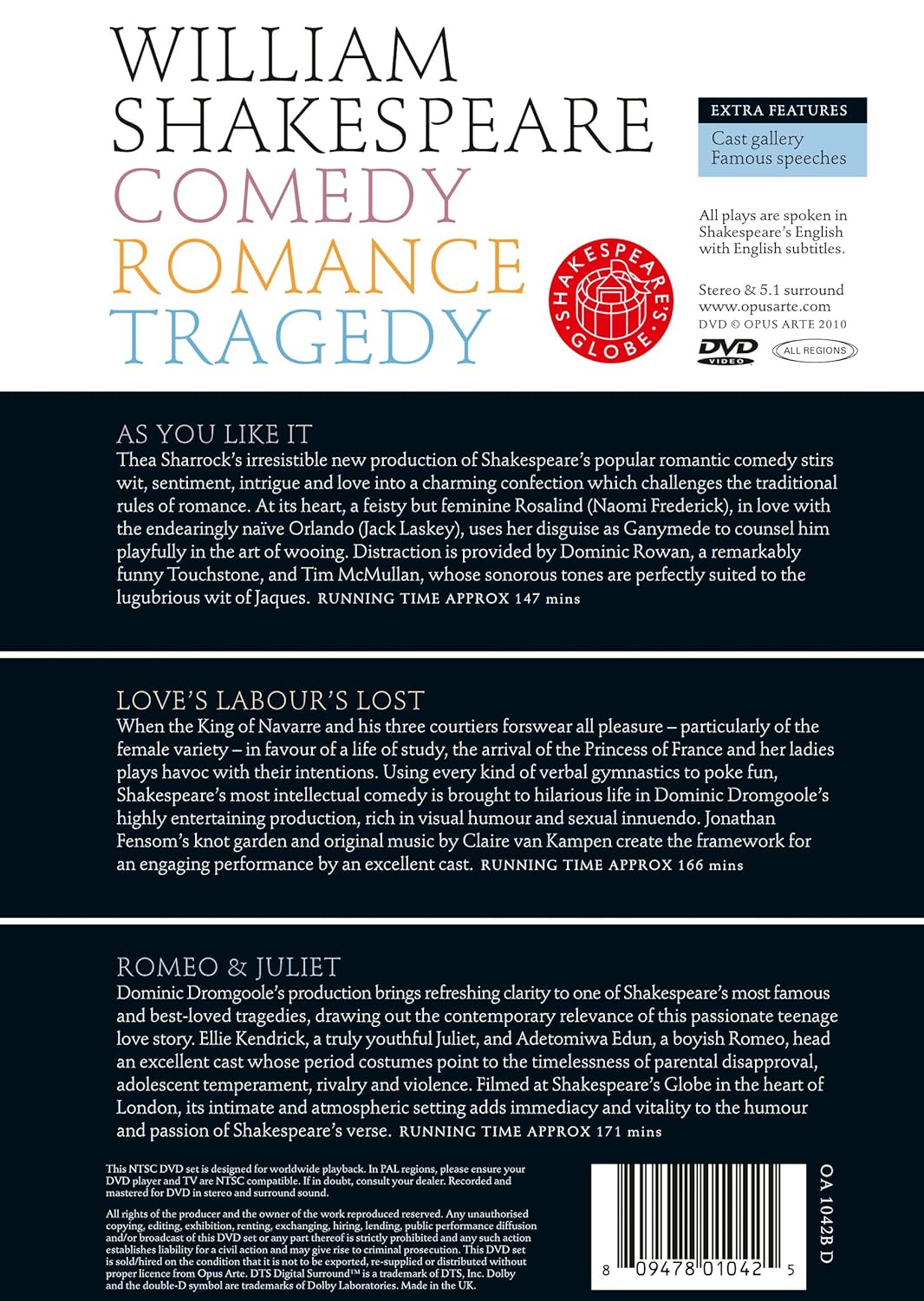 William Shakespeare - Comedy/Romance/Tragedy, DVD
