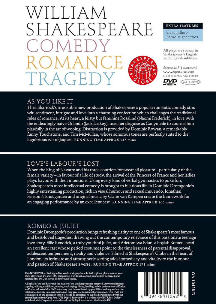 William Shakespeare - Comedy/Romance/Tragedy, DVD