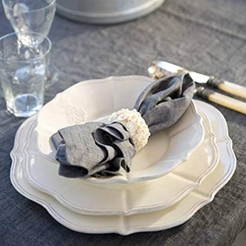 CREAFLOR HOME 6er Set Speiseteller, Essteller Corona D. 26cm Creme weiss Keramik Virginia Casa