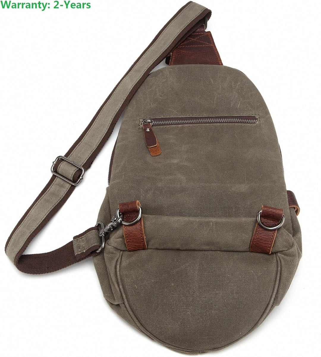 AOTIAN Sling Rucksack Wasserdicht Canvas Lässiger Tagesrucksack Damen Herren ein Schulter Tasche Cro