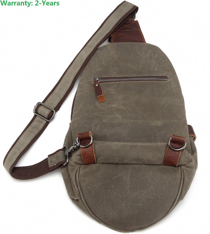 AOTIAN Sling Rucksack Wasserdicht Canvas Lässiger Tagesrucksack Damen Herren ein Schulter Tasche Cro