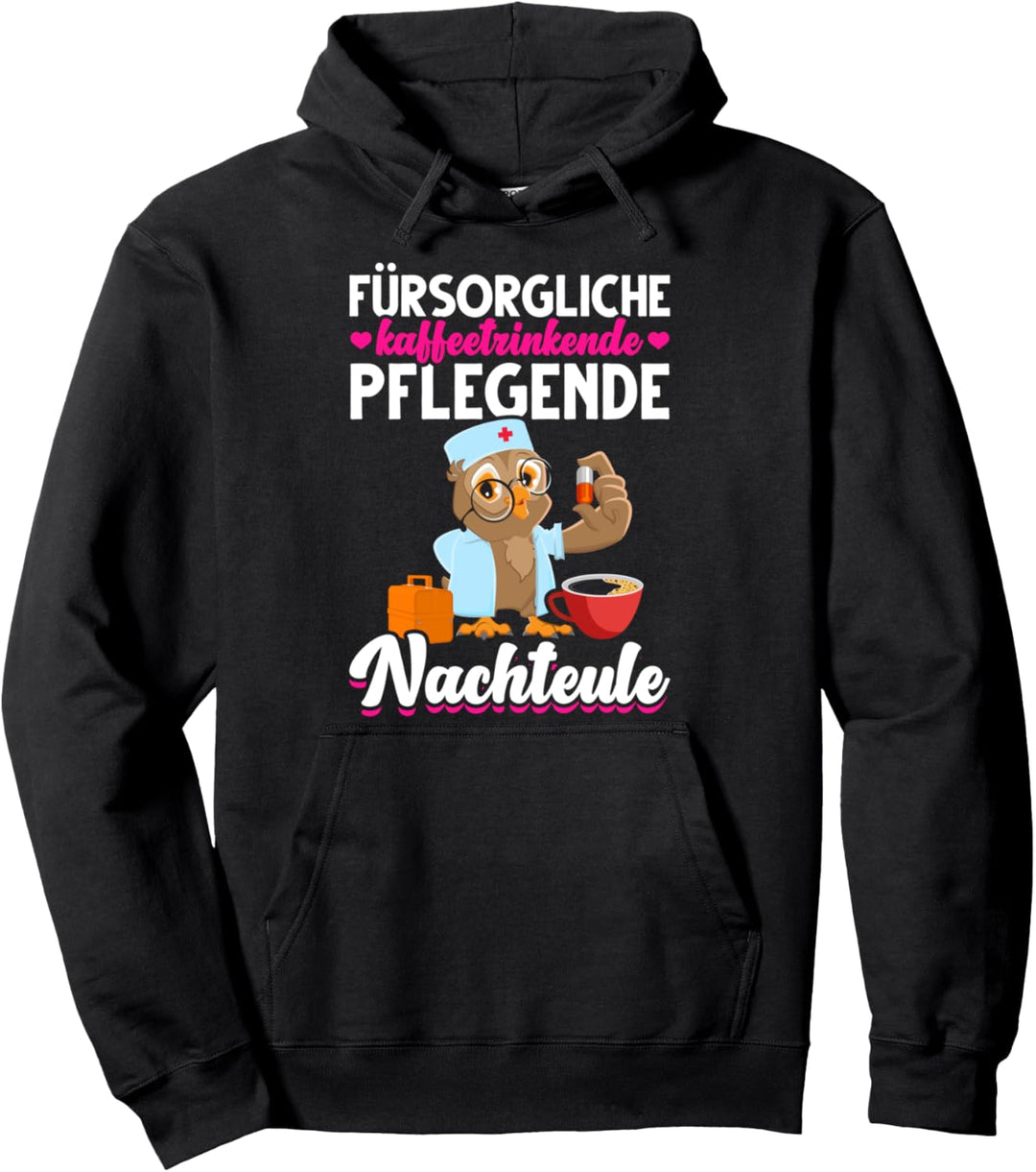 Fürsorgliche Kaffeetrinkende Pflegende Nachteule Pullover Hoodie