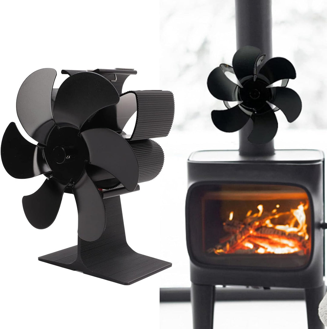 Wakects Ofenventilator für Kamin, Kaminventilator, 6 Flügel, nicht elektrisch, für Holzöfen, Öfen, S