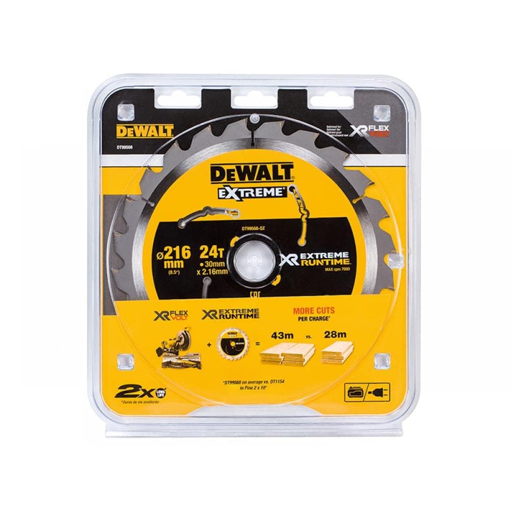 Dewalt XR Extreme Runtime Kreissägeblatt DT99568 (216/30 mm, 24 WZ/FZ, 7°, universal einsetzbar, für