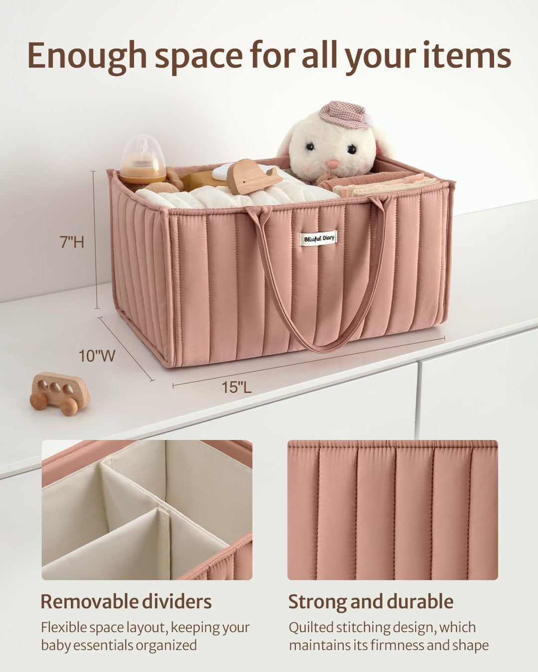 Blissful Diary Baby-Windel-Caddy Organizer, Babyparty-Korb für Mädchen und Jungen, Geschenk für Neug