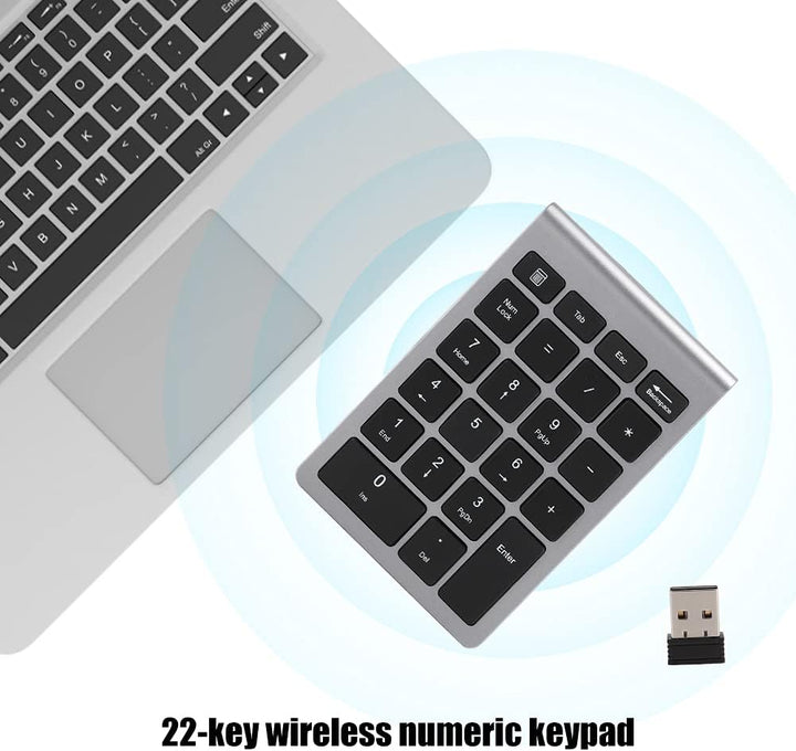 Goshyda Kabellose Nummernblöcke, 22 Tasten Tragbare USB 2.4G Bluetooth Nummerntastatur mit Empfänger