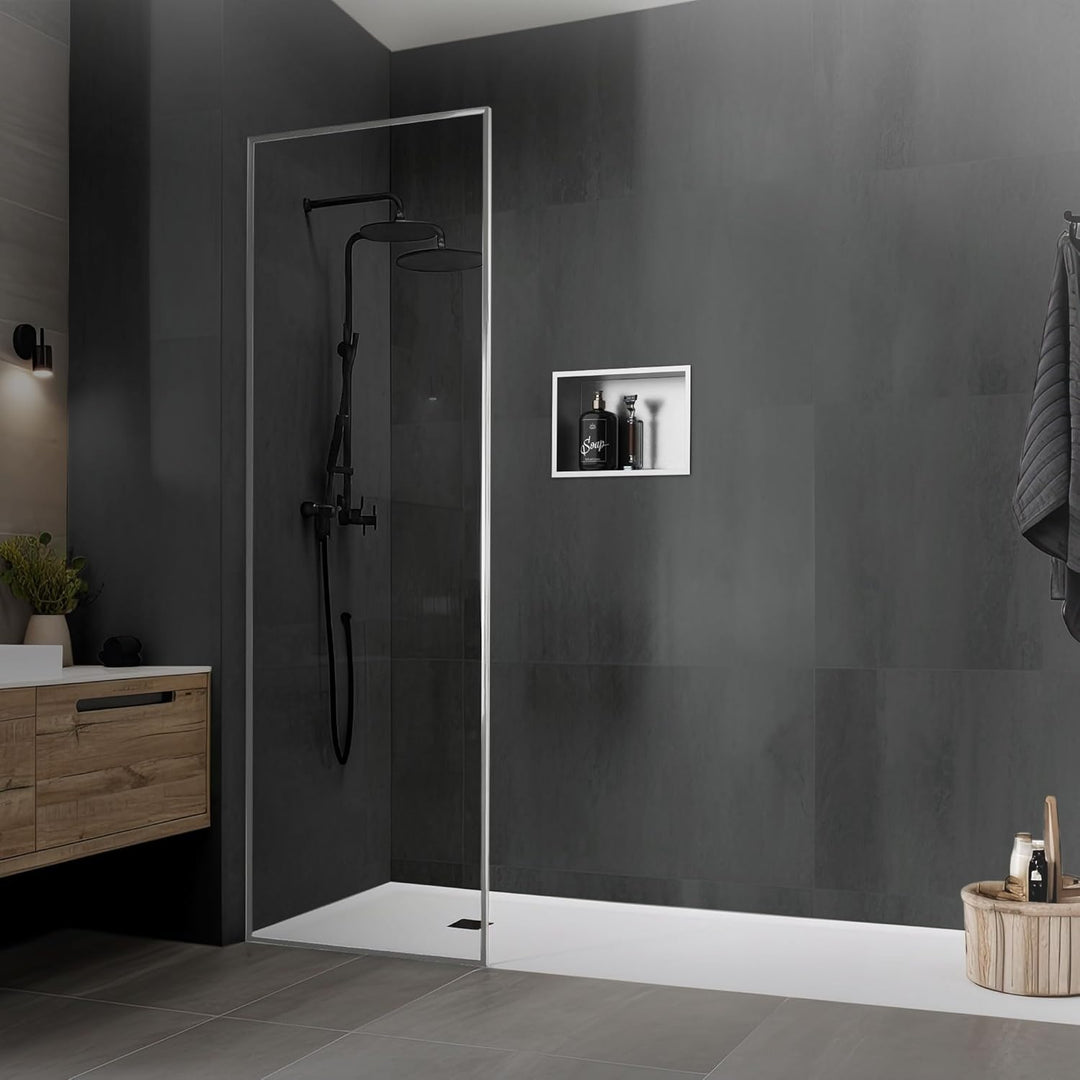 LuxeBath Wandnische aus Edelstahl, 20x30x10 cm, Silber, Duschnische mit Rahmen, Einbauregal, Flexibl