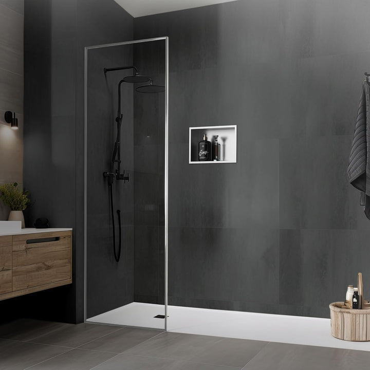 LuxeBath Wandnische aus Edelstahl, 20x30x10 cm, Silber, Duschnische mit Rahmen, Einbauregal, Flexibl