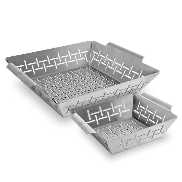 grillart® Premium Grillkorb + XL Grillkorb Edelstahl, Fisch Grillkorb und Grillschale verwendbar – u