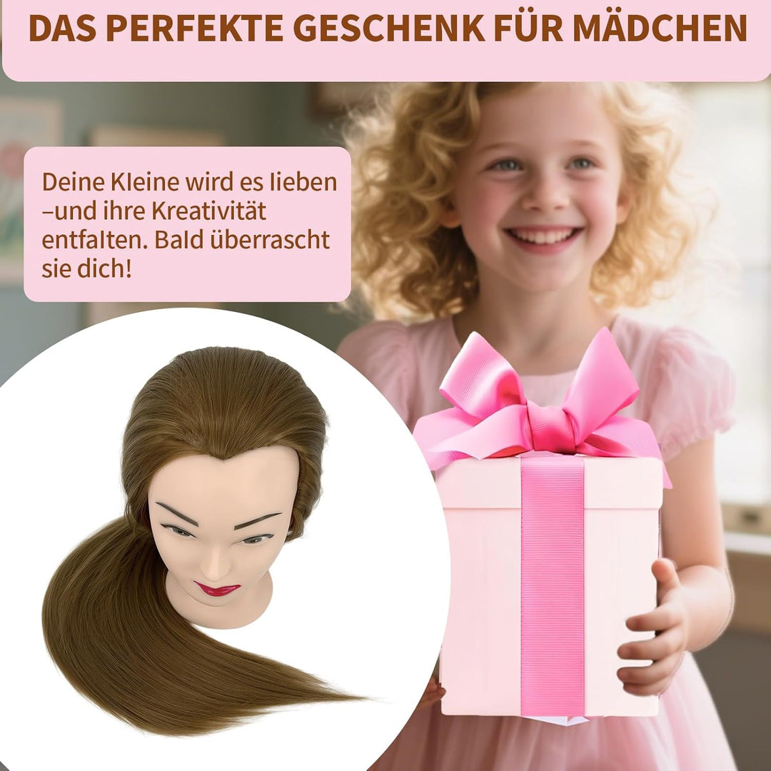 Aofadaning Trainingsköpfe 100% von dem Hochtemperaturfaser Haar 28zoll Trainingskopf für Frisöre wit