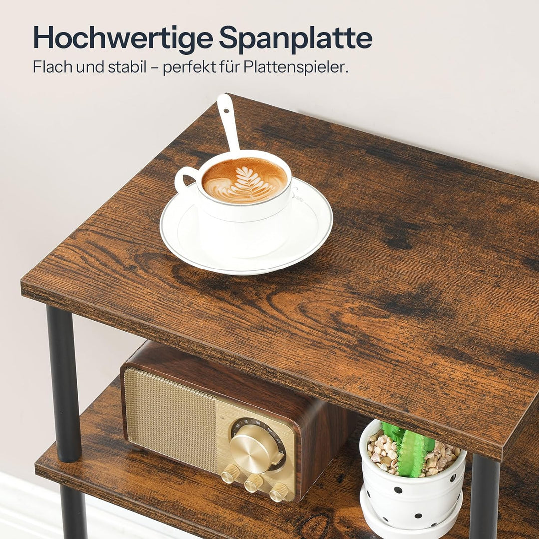 HOOBRO Plattenspieler-Ständer, 3-Stufiger, Beistelltisch, Schallplattenständer mit herausnehmbaren T