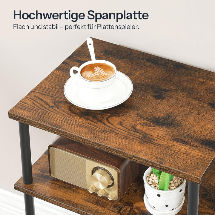 HOOBRO Plattenspieler-Ständer, 3-Stufiger, Beistelltisch, Schallplattenständer mit herausnehmbaren T