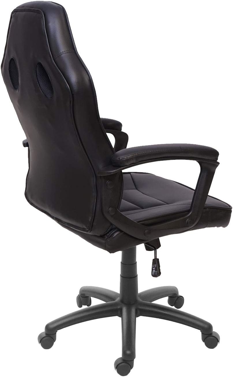 Mendler Bürostuhl HWC-F59, Schreibtischstuhl Drehstuhl Racing-Chair Gaming-Chair, Kunstleder - schwa