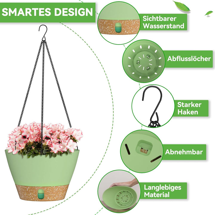 ZMTECH Blumenampel, 2er-Set Φ20cm Hängende Blumentöpfe Zum Aufhängen, Kunststoff Hängetopf mit Unter