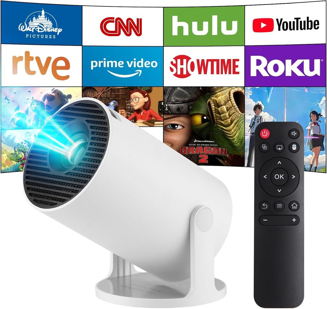 Mini Beamer, Upgrade 4K Smart Heimkino Projektor mit Android 11, 2.4/5G Dual WiFi6, Bluetooth5.4, Au