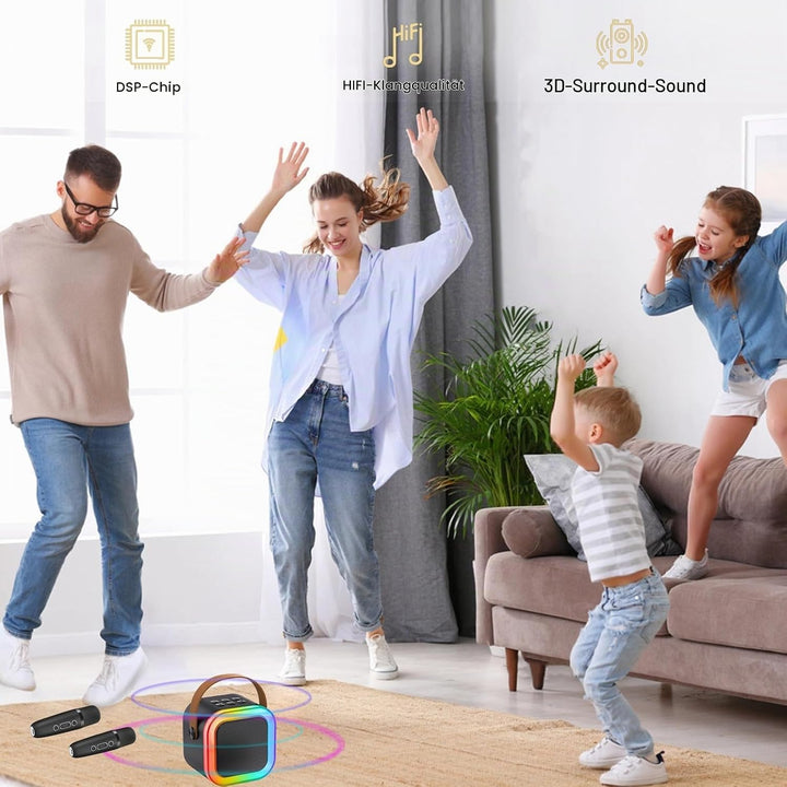 Mini Karaoke Maschine Kinder mit 2 Mikrofonen, tragbar Kinder Mikrofon Geschenk 3-12 Jahre, Kindermi
