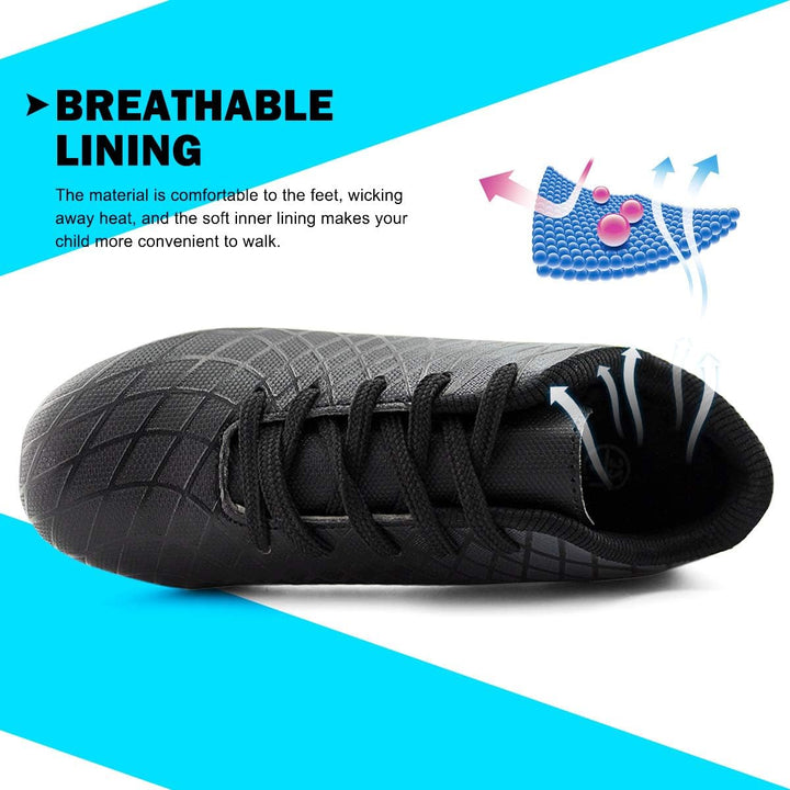 JABASIC Kinder Soccer Boots Jungen Mädchen Sportlich Draussen Fussballschuh 33 EU Schwarz, 33 EU Sch