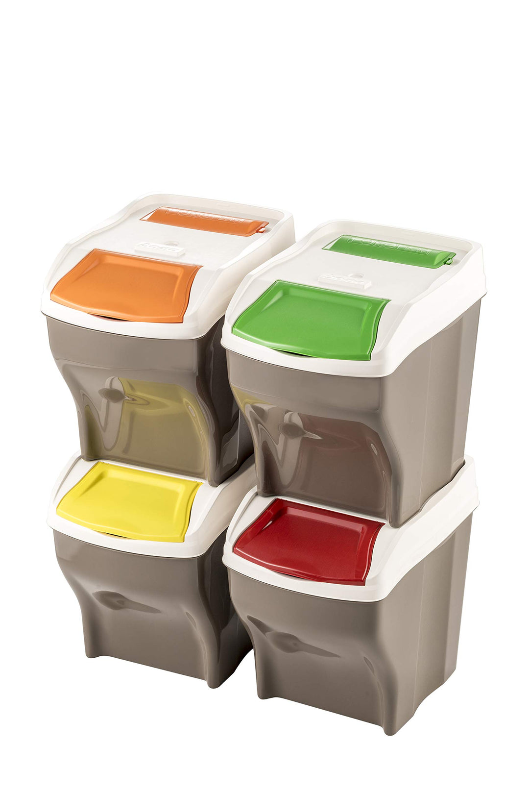 Bama Poker Plus Müllset - 4 verschiedene Teile - Modular und Praktisch - 27 Liter - Acryl - Mehrfarb