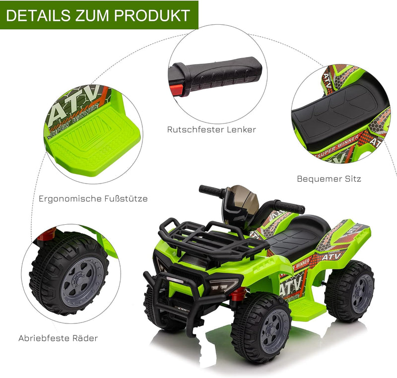 HOMCOM Mini Elektro-Quad Kinder Elektro ATV Frontlicht Kinderfahrzeug Elektroquad für 18-36 Monate K