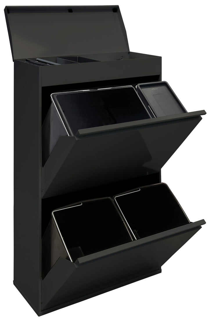 ARREGUI Top CR626-B2 Mülltrennsystem aus Stahl mit Aufbewahrungsbox mit Deckel | 4 Fächer Mülleimer