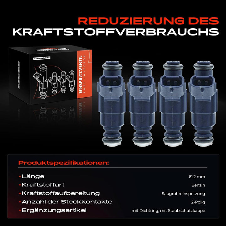 Frankberg 4x Einspritzventil Injektor Kompatibel mit i10 PA 1.1L 2008-2013 Picanto SA 1.0L 1.1L 2004