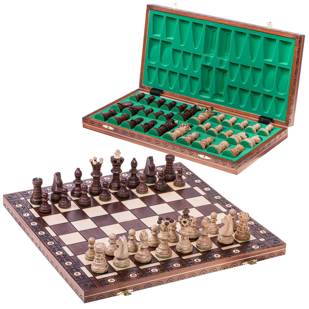 Square - Schach Schachspiel AMBASADOR - Schachfiguren & Schachbrett aus Holz - 52 x 52 cm, 52 x 52