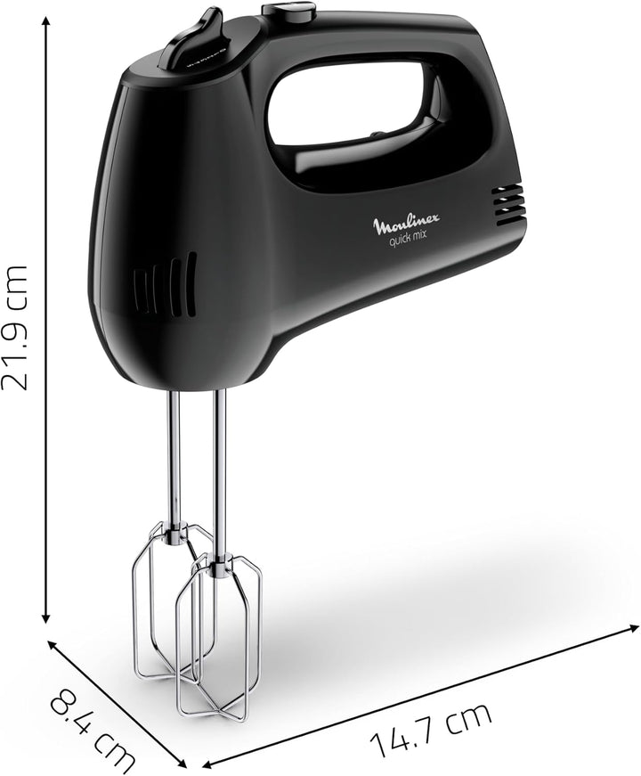 Moulinex Quickmix HM3108 - Handmixer mit 300 W, 5 Geschwindigkeiten, zwei Zubehörteile zum Kneten od
