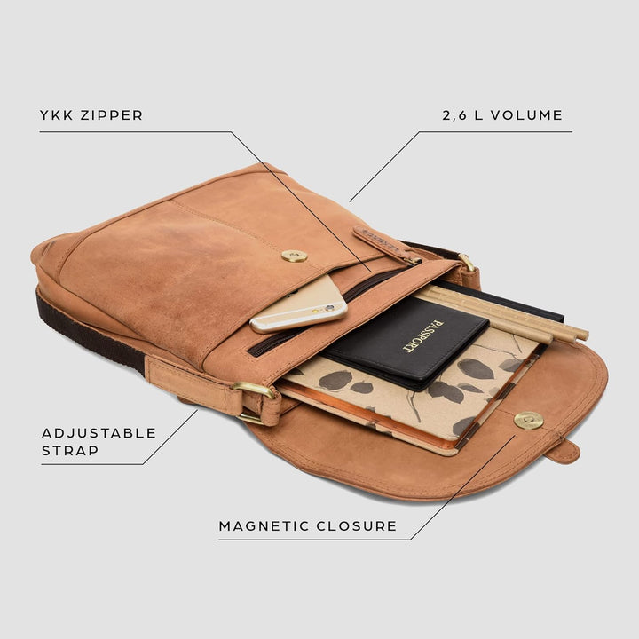 LEABAGS Leder Handtasche Damen I Premium Echtleder Umhängetasche I Damen Schultertasche I Damentasch
