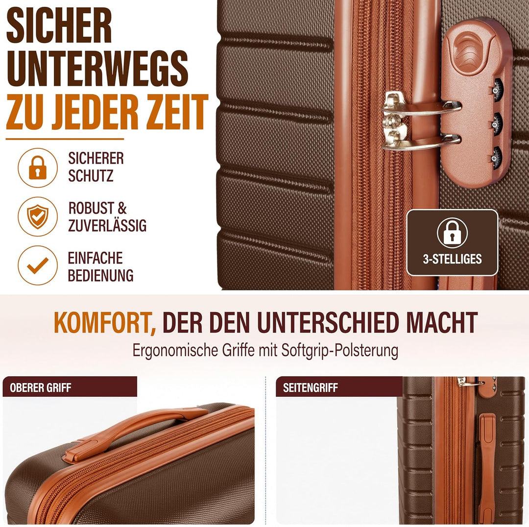 BRUBAKER Handgepäck Koffer Paris - Reisekoffer Trolley mit Zahlenschloss, 4 Rollen und Komfort Trage