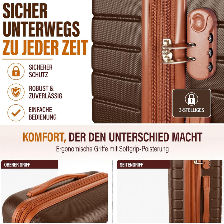 BRUBAKER Handgepäck Koffer Paris - Reisekoffer Trolley mit Zahlenschloss, 4 Rollen und Komfort Trage