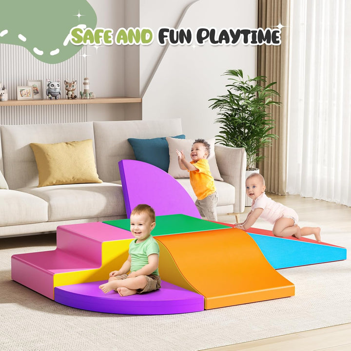 6PCS Softbausteine,Schaumstoff bausteine Kinder,Kletterbausteine aus Schaumstoff – Krabbellandschaft