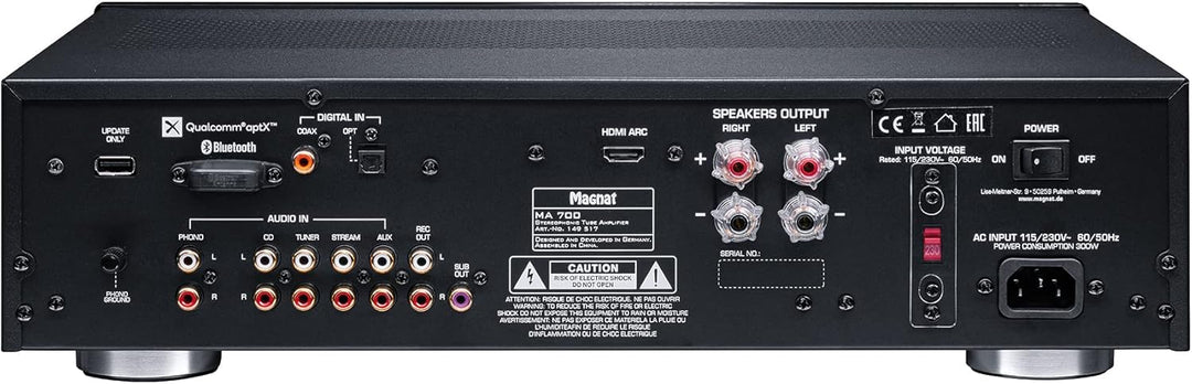 Magnat MA 700, High-End-Hybrid-Verstärker mit Röhrenvorstufe und Transistor-Leistungsendstufe Schwar