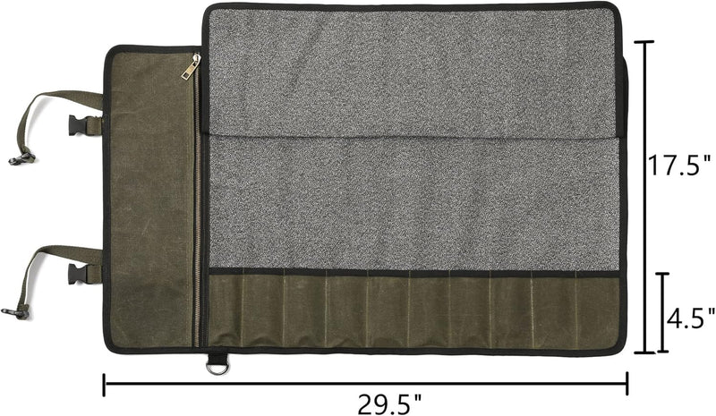 Professionelle Kochmessertasche mit schnittfestem Material, strapazierfähigem, gewachstem 16-Unzen-S