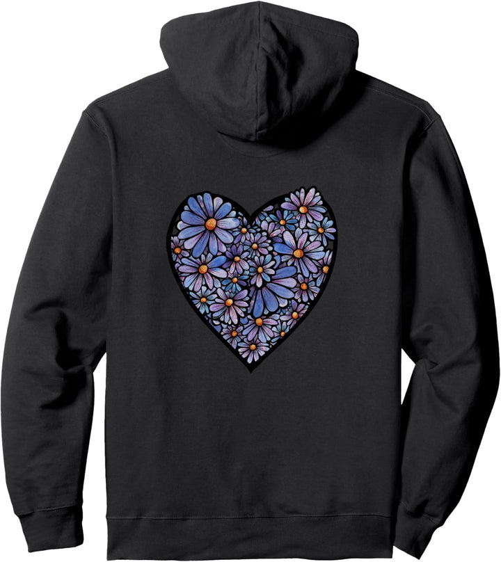 Wildflower Purple Daisy Wildblume Lila Gänseblümchen Herz Pullover Hoodie