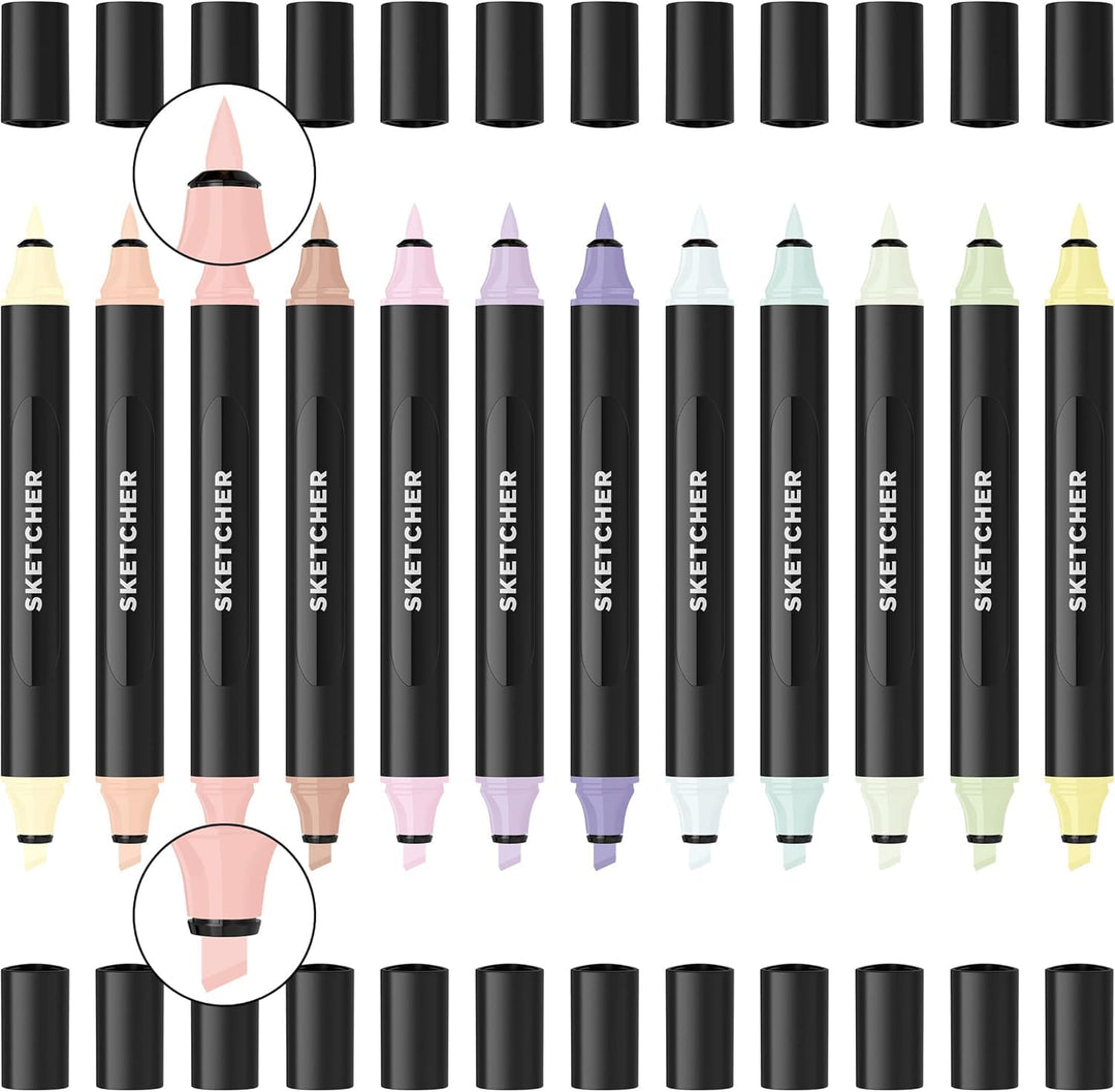 Molotow Sketcher Twinmarker Pastell Kit (Brush Tip &amp; 3mm Keilspitze, farbintensive Aqua Pro Tinte, s