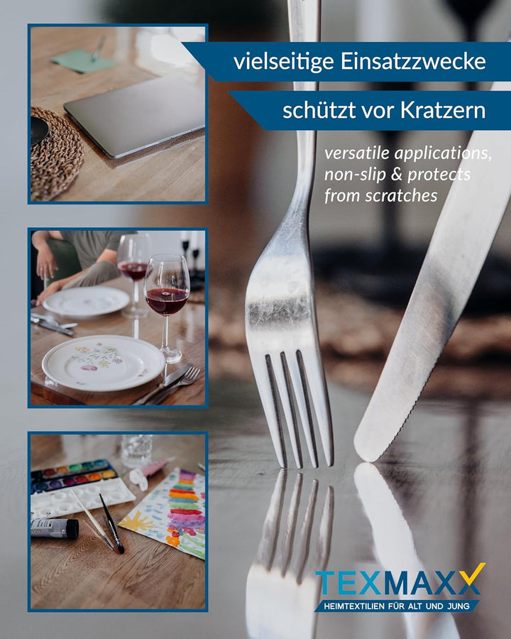 TEXMAXX Tischfolie transparent 2mm mit abgeschrägter Kante/Tischschutz transparent versch. Grössen u
