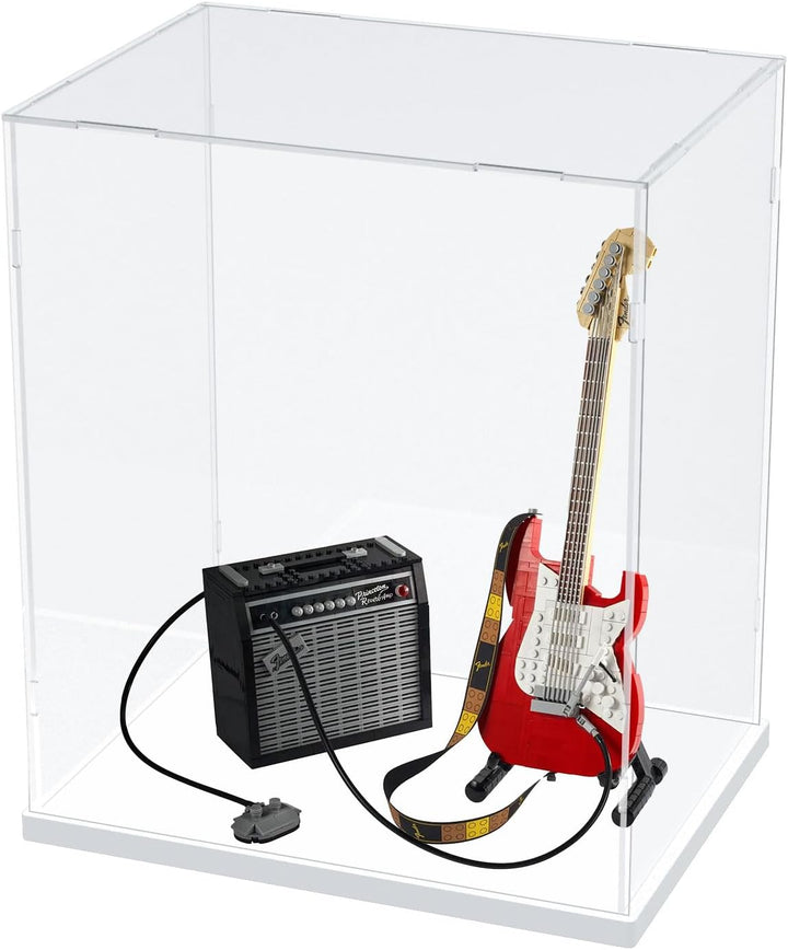 Nynelly Vitrine für Sammler, Vitrine aus Acryl für Figuren, transparente Acrylbox mit weisser Basis,