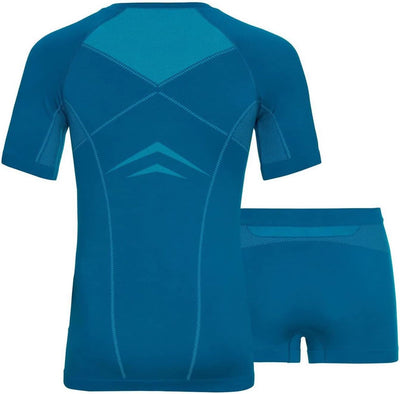 Odlo Herren Set Fundamentals Performance Light Baselayer Set XXL Blue Wing Teal - Shocking Orange, X