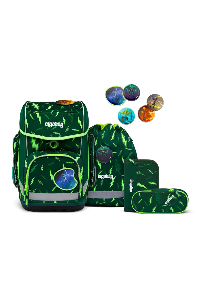 ergobag cubo Set ergonomischer Schulrucksack, Set 5-teilig Bärtastisch - Grün Einheitsgrösse