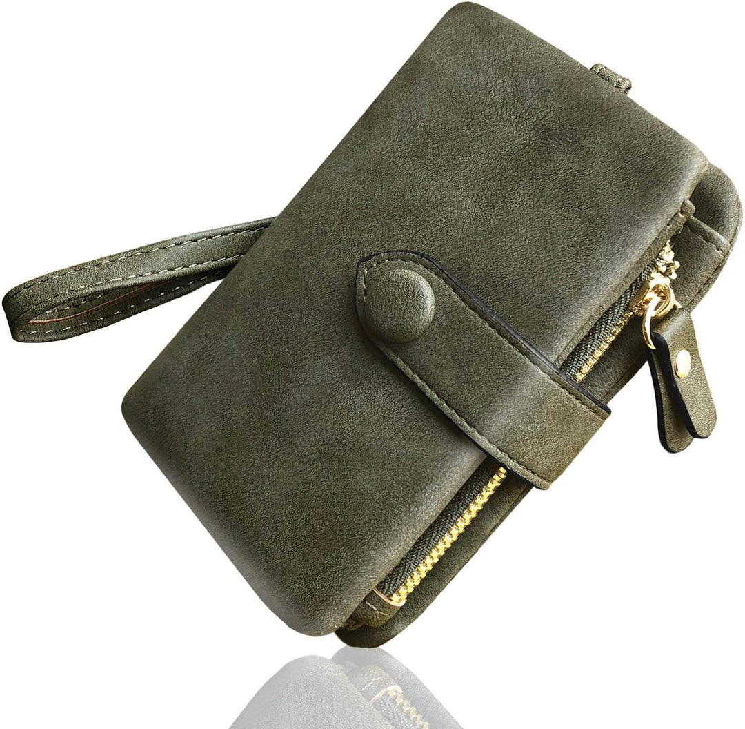 AOXONEL Damen Bifold Leather Wallet RFID blockiert Damen Armband mit kartenhalter-id Fenster geldbör