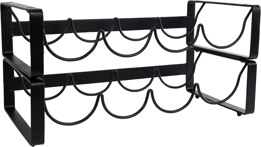 Novaliv Flaschenregal für 8 Flaschen Weinregal stapelbar Metall Schwarz 11x40x20 Weinflaschenregal W