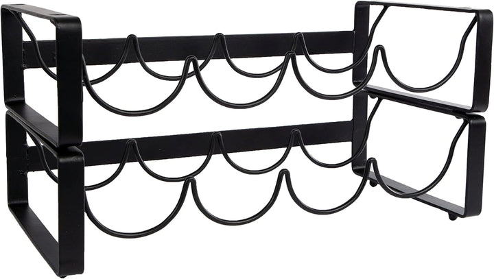 Novaliv Flaschenregal für 8 Flaschen Weinregal stapelbar Metall Schwarz 11x40x20 Weinflaschenregal W