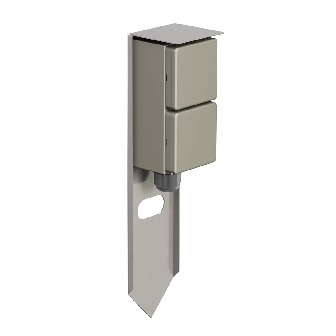 ledscom.de Garten Steckdosensäule PIWI mit Erdspiess für aussen, IP44, 2-Fach, Edelstahl, Edelstahl,