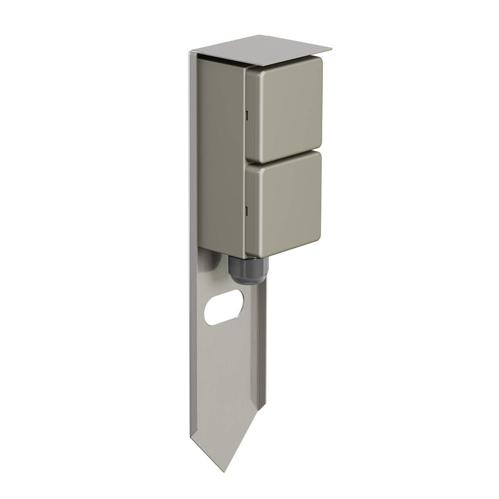 ledscom.de Garten Steckdosensäule PIWI mit Erdspiess für aussen, IP44, 2-Fach, Edelstahl, Edelstahl,