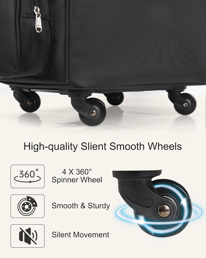 Relavel Roll-Make-up-Koffer – Hairstyling-Reisetasche mit 4 Rädern, Hitzeisolierter Schicht, Verstel