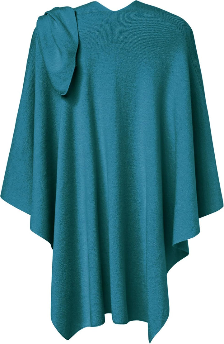 PULI Damen Poncho Schal Cashmere Feeling Strick Cape Cardigan Für Frauen Geschenk Für Mutter Dunkles