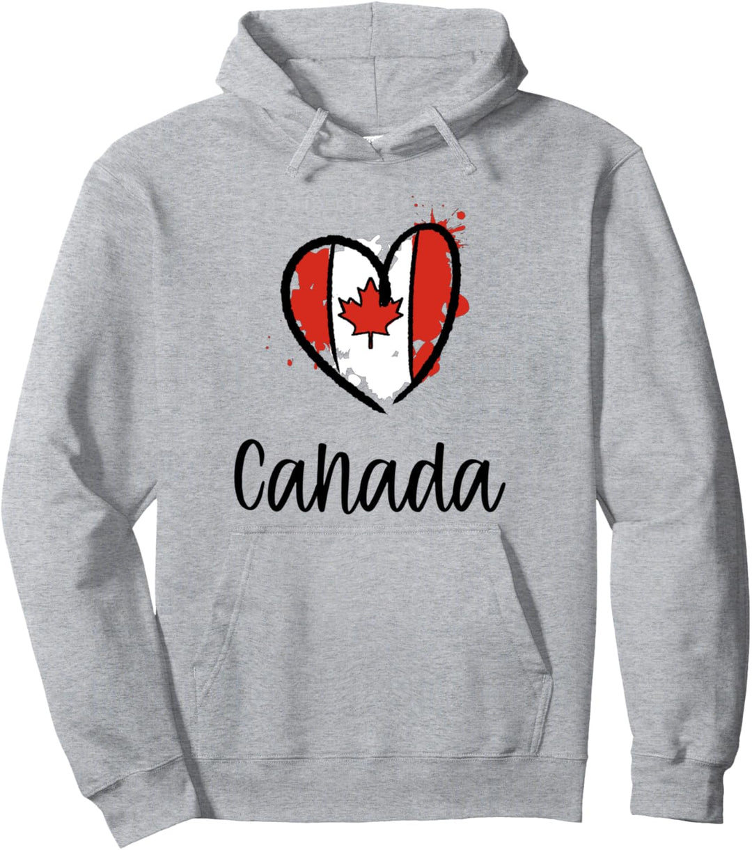 Canada Heart Art Cool Northern America Minimal Canadian Gift Pullover Hoodie