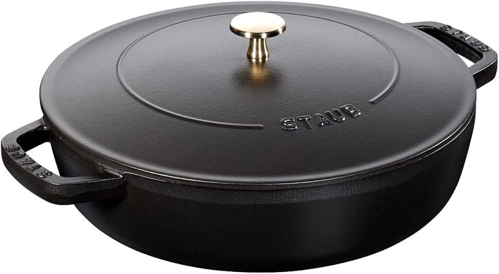 STAUB Gusseisen Bräter, Chistera Tropfenstruktur im Deckel, Rund 24 cm, 2,5 L, Schwarz Schwarz 24 cm